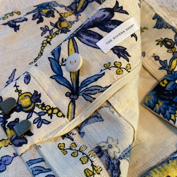 Loft shorts, size 8, cream with blue and yellow flower design. Pockets in front. - Picture 3 of 6